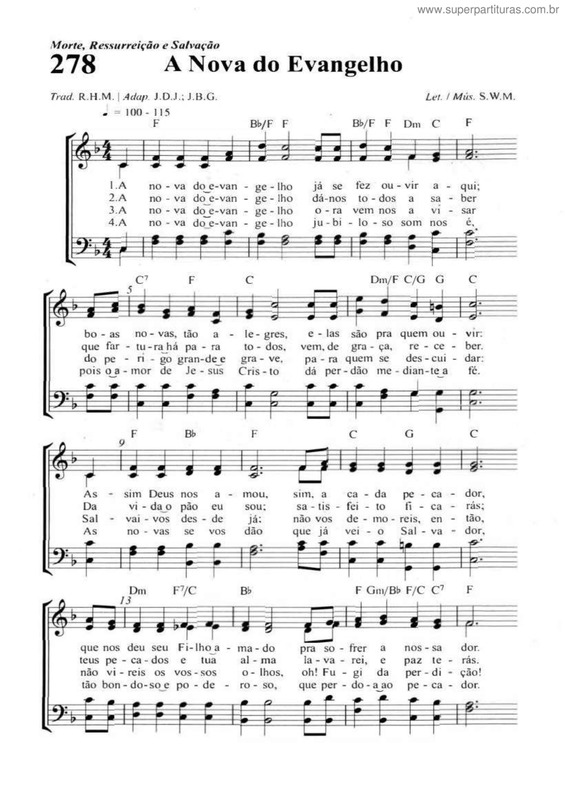 Partitura da música A Nova Do Evangelho