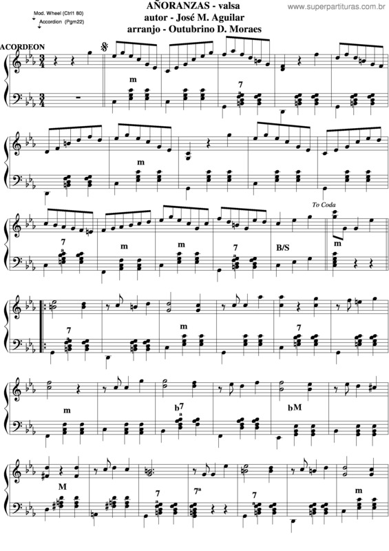 Partitura da música Añoranzas