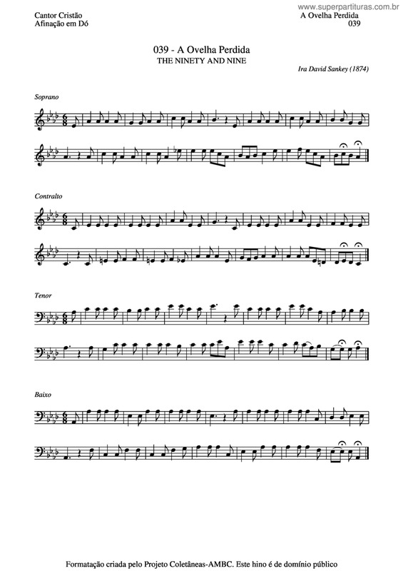 Partitura da música A Ovelha Perdida v.3