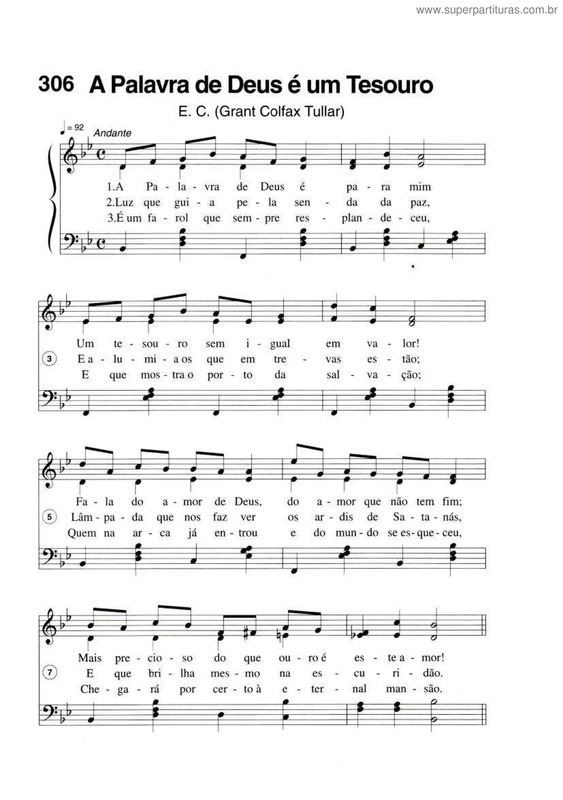 Partitura da música A Palavra De Deus É Um Tesouro