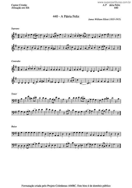 Partitura da música A Pátria Feliz v.3