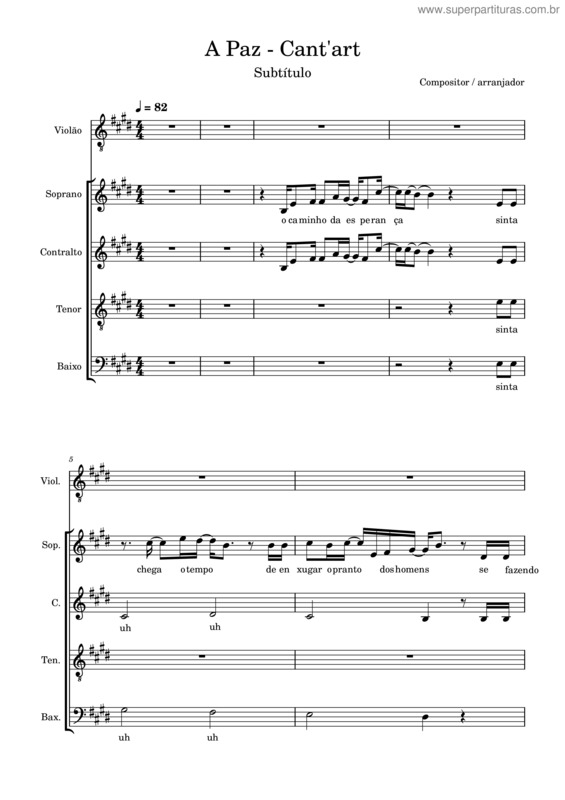 Partitura da música A Paz – Cant`Art.2
