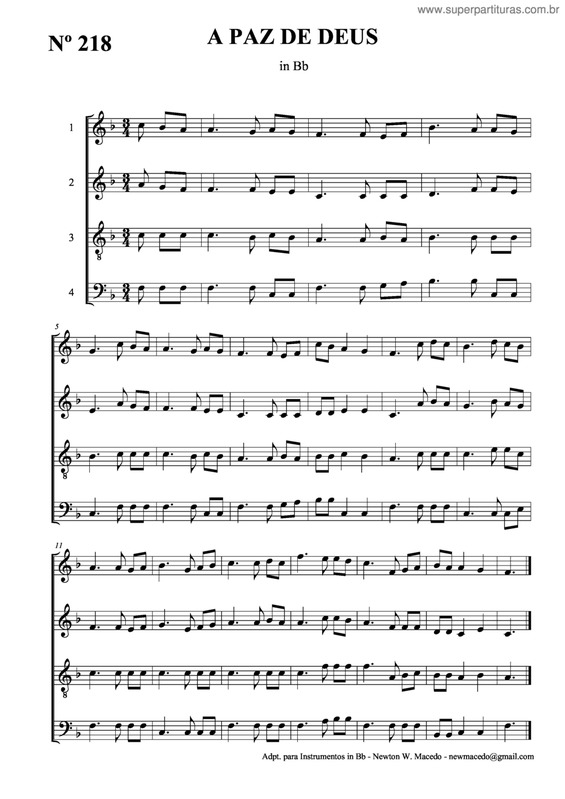 Partitura da música A Paz De Deus v.2