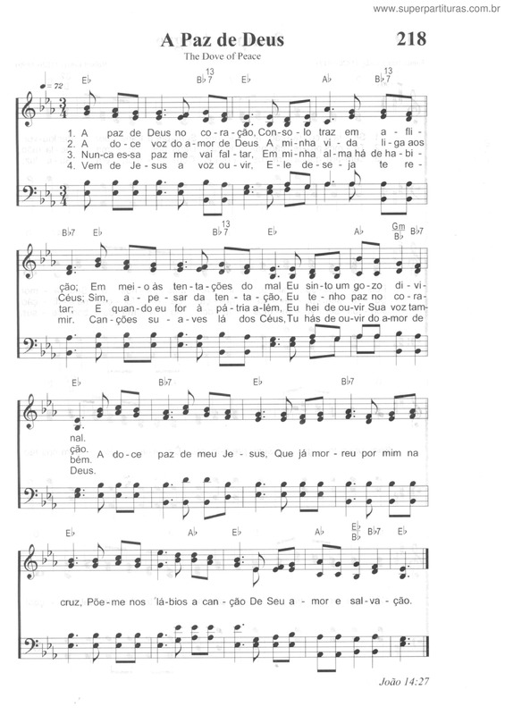 Partitura da música A Paz De Deus