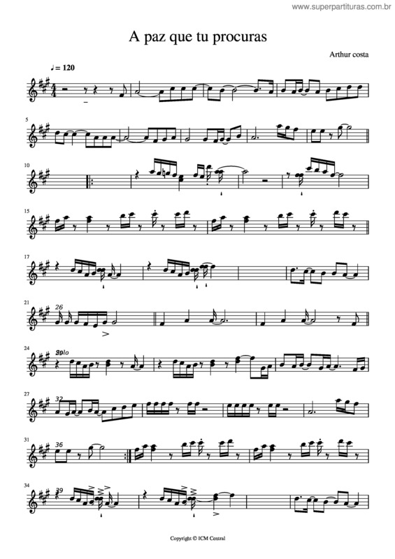 Partitura da música A Paz Que Tu Procuras v.3