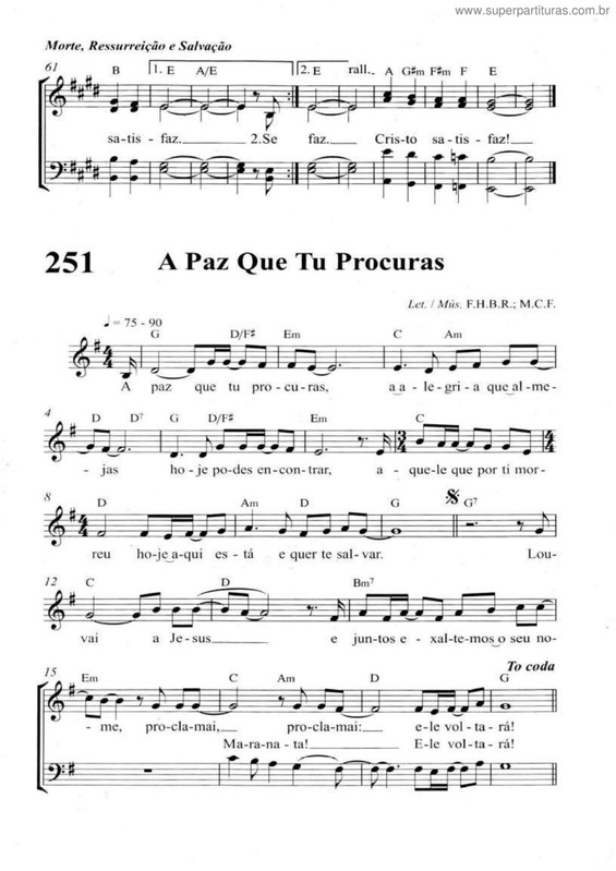 Partitura da música A Paz Que Tu Procuras