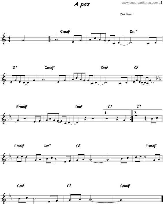 Partitura da música A Paz v.10