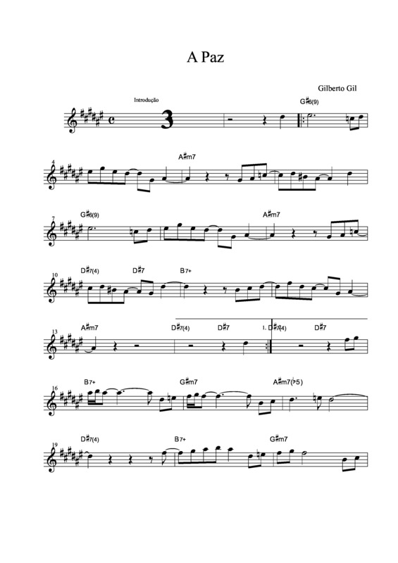 Partitura da música A Paz v.12