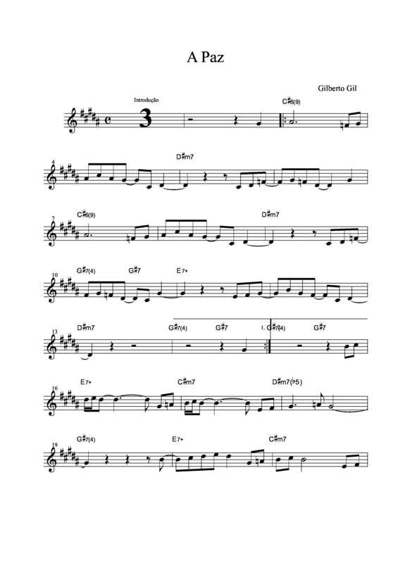 Partitura da música A Paz v.13