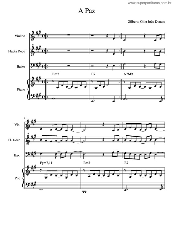 Partitura da música A Paz v.18