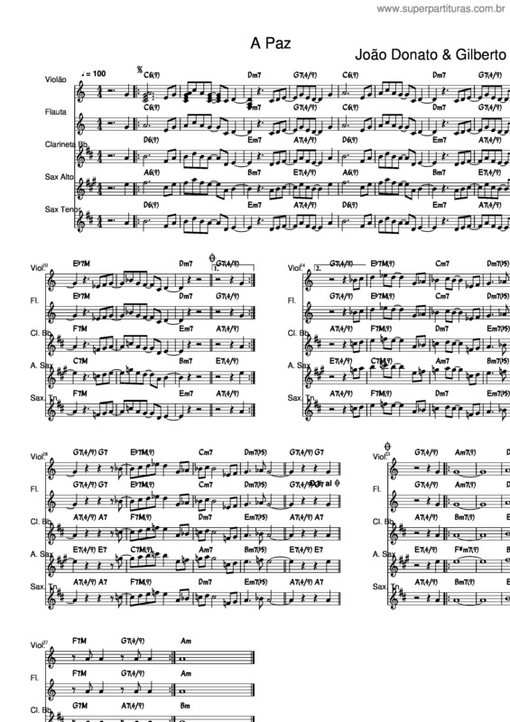 Partitura da música A Paz v.20