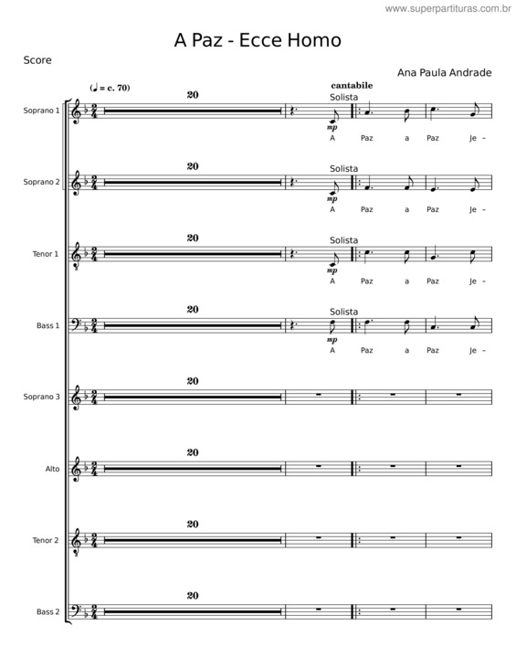 Partitura da música A Paz v.21