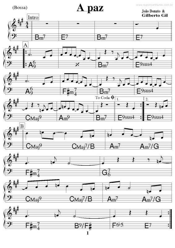 Partitura da música A Paz v.4