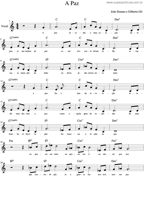 Partitura da música A Paz v.7