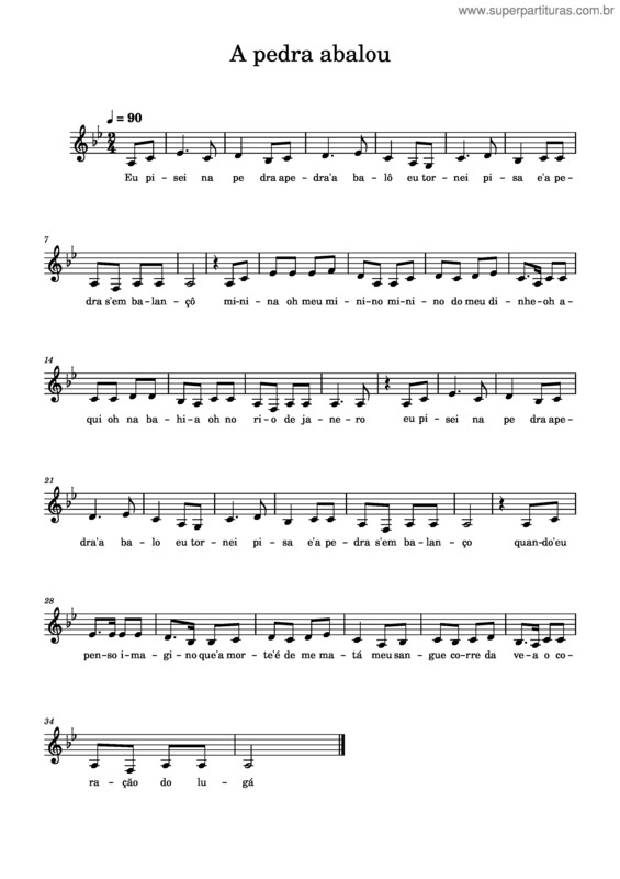 Partitura da música A Pedra Abalou