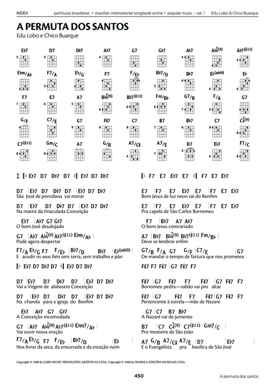 Partitura da música A Permuta dos Santos