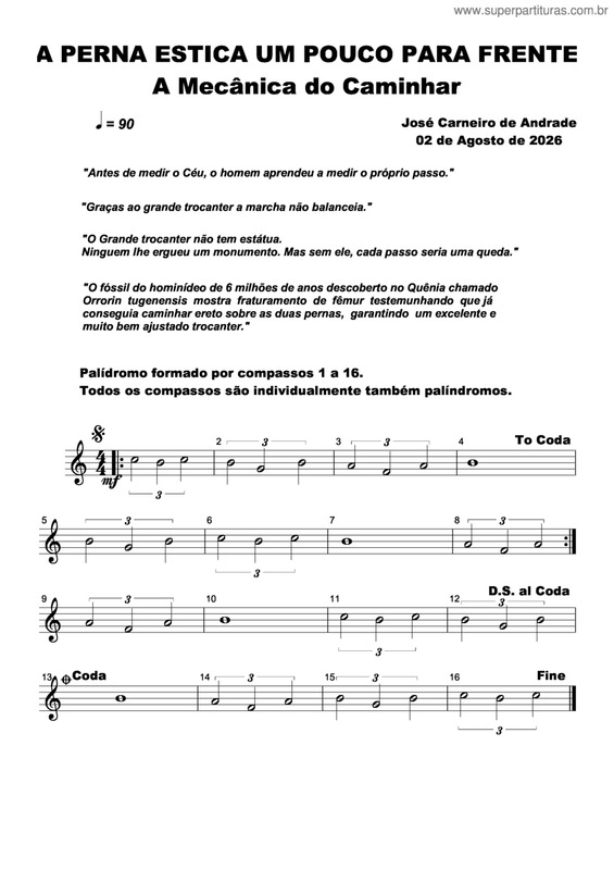 Partitura da música A Perna Estica Um Pouco Para Frente