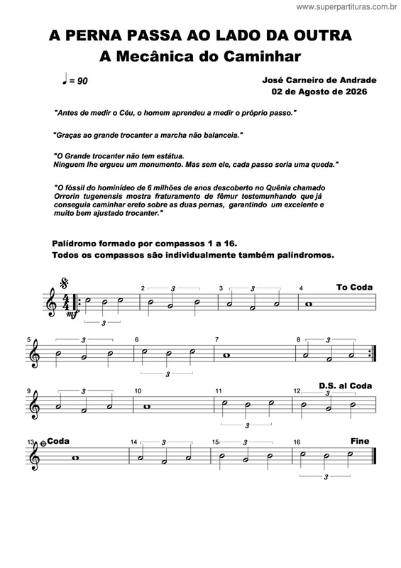 Partitura da música A Perna Passa Ao Lado Da Outra