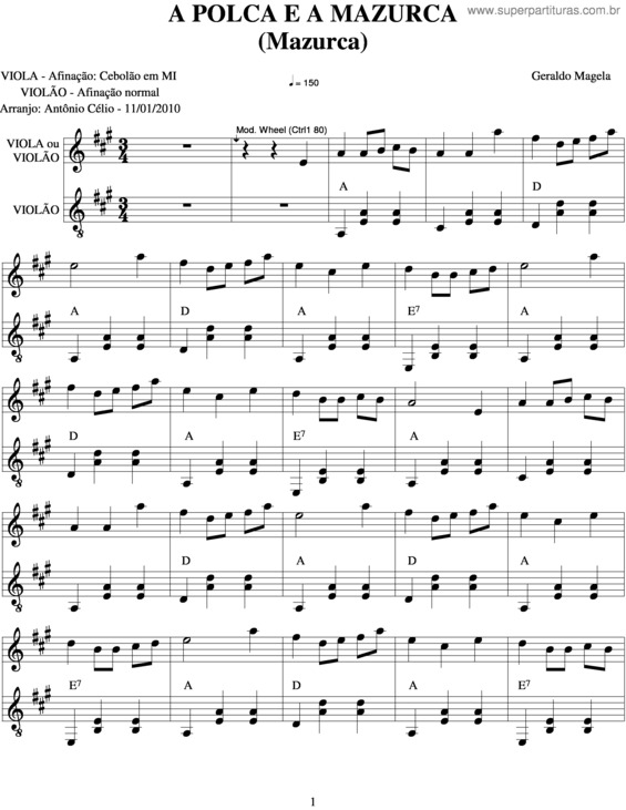 Partitura da música A Polca E A Mazurca