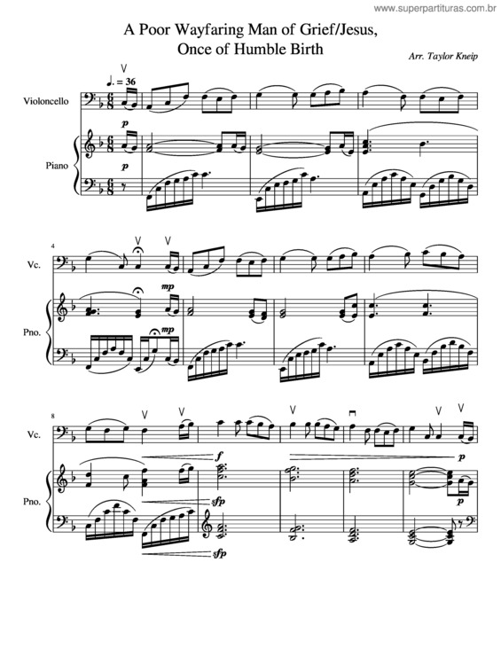 Partitura da música A Poor Wayfaring Man Of Grief/Jesus, Once Of Humble Birth