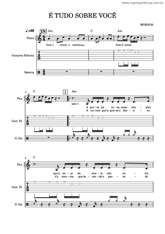 Partitura da música A Porta Da Casa Mais Simples Conjunto – Morada
