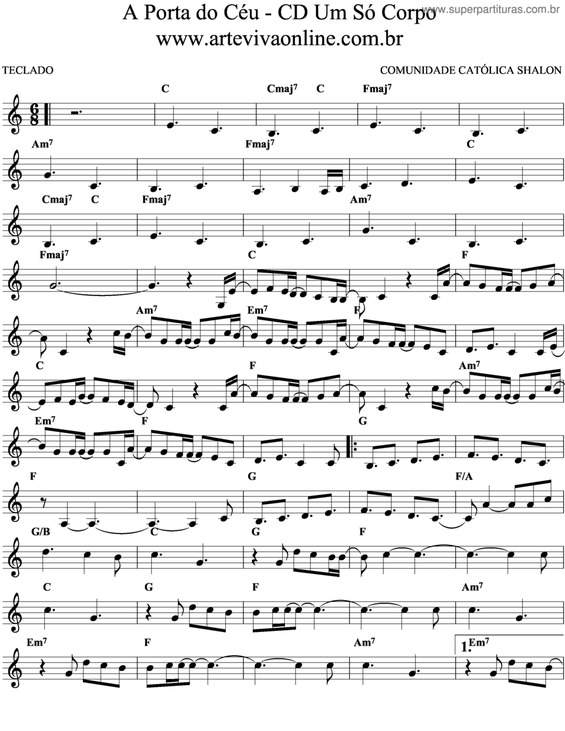 Partitura da música A Porta Do Céu