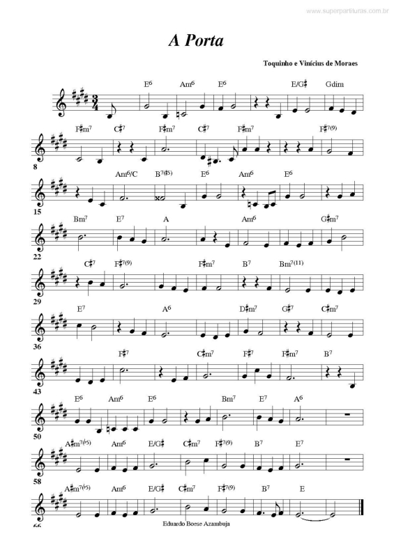 Partitura da música A Porta