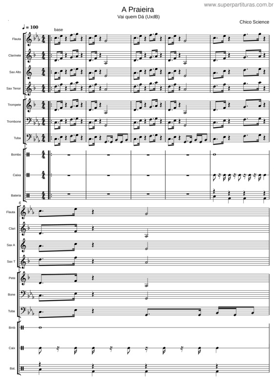 Partitura da música A Praieira – Chico Science E Nação Zumbi A Praieira – Chico Science