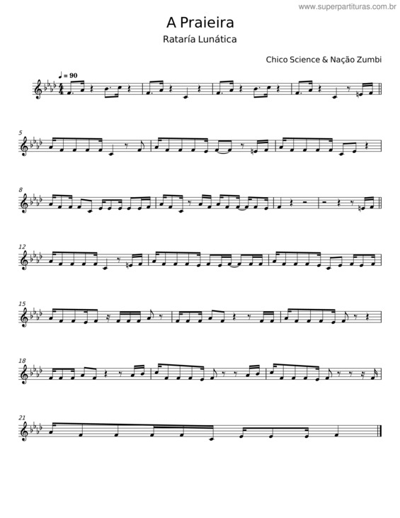 Partitura da música A Praieira – Chico Science E Nação Zumbi v.2