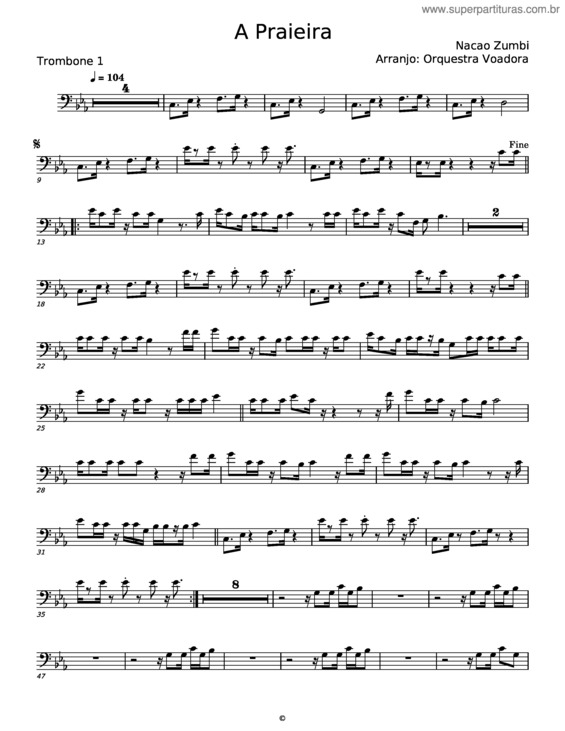 Partitura da música A Praieira – Chico Science E Nação Zumbi