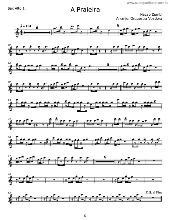 Partitura da música A Praieira – Nacao Zumbi