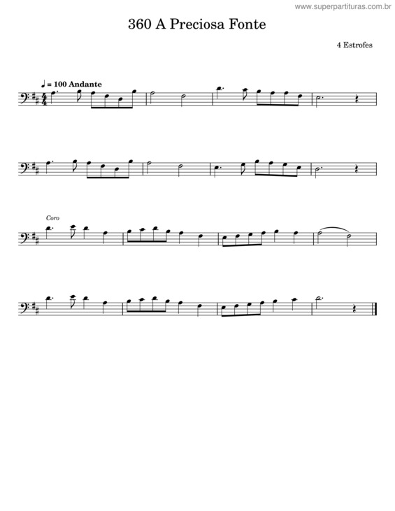 Partitura da música A Preciosa Fonte v.2