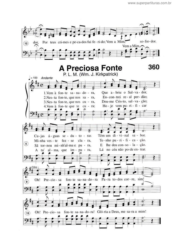 Partitura da música A Preciosa Fonte