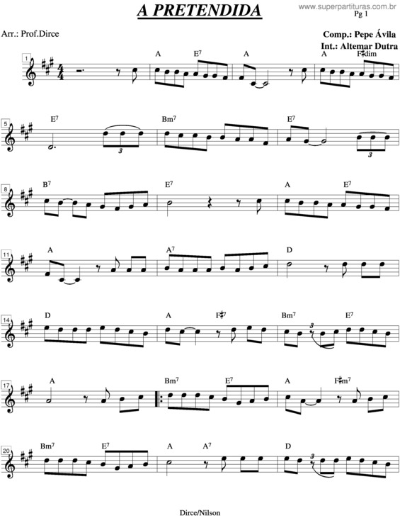 Partitura da música A Pretendida v.2