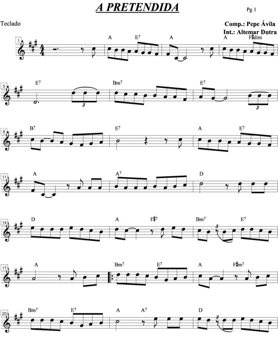 Partitura da música A Pretendida v.3