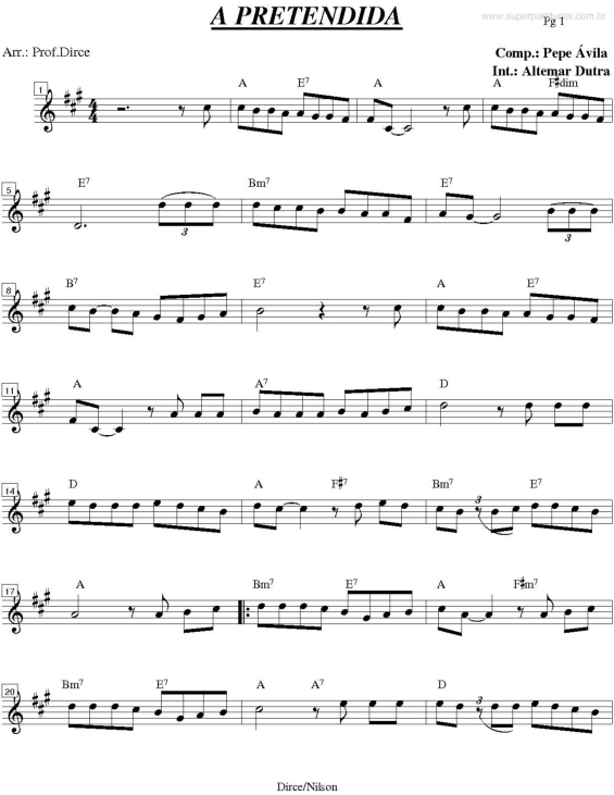 Partitura da música A Pretendida