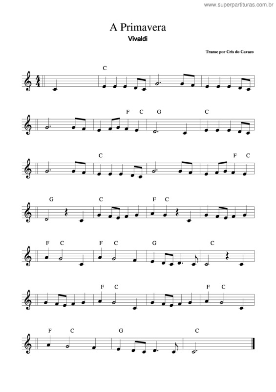 Partitura da música A Primavera v.2