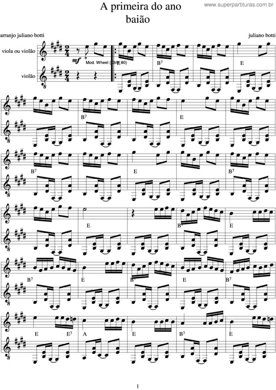 Partitura da música A Primeira Do Ano