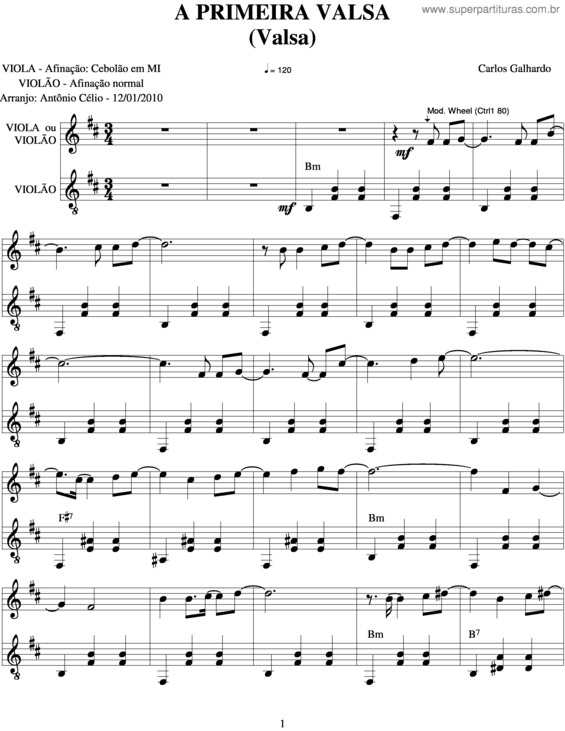 Partitura da música A Primeira Valsa