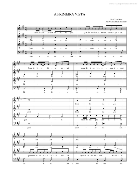 Partitura da música A Primeira Vista v.2