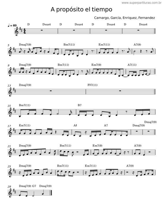 Partitura da música A Propósito El Tiempo – Camargo
