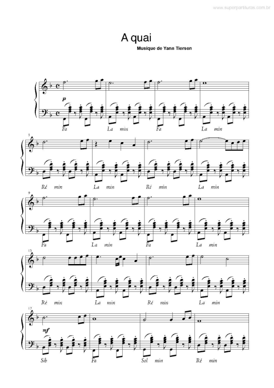 Partitura da música A Quai