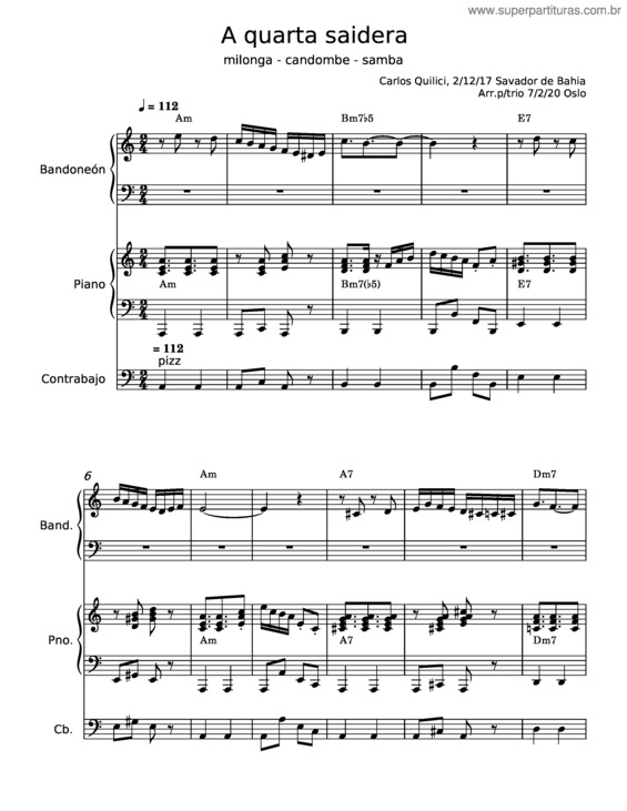 Partitura da música A Quarta Saidera – Carlos Quilici