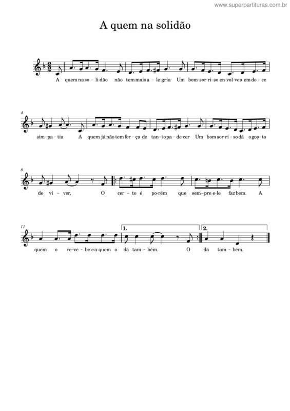 Partitura da música A Quem Na Solidão