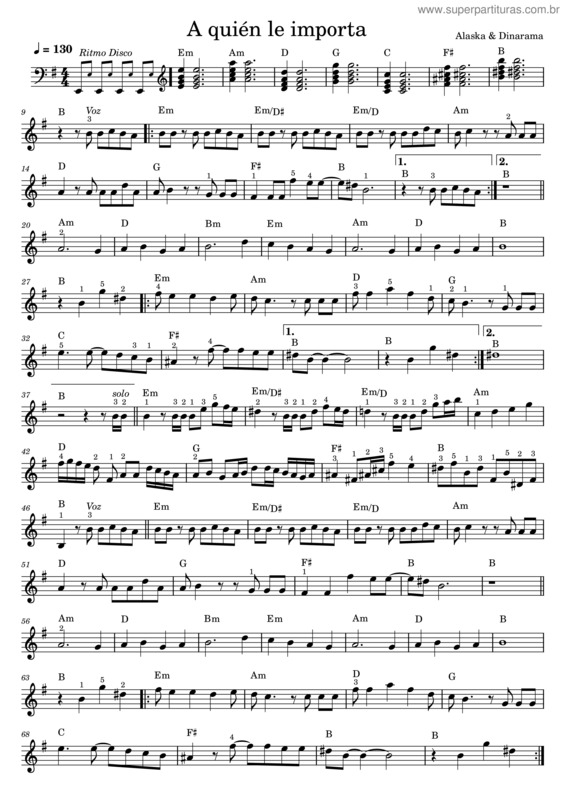 Partitura da música A Quién Le Importa – Alaska Y Dinarama