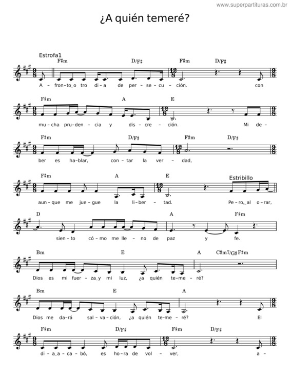 Partitura da música A Quién Temeré