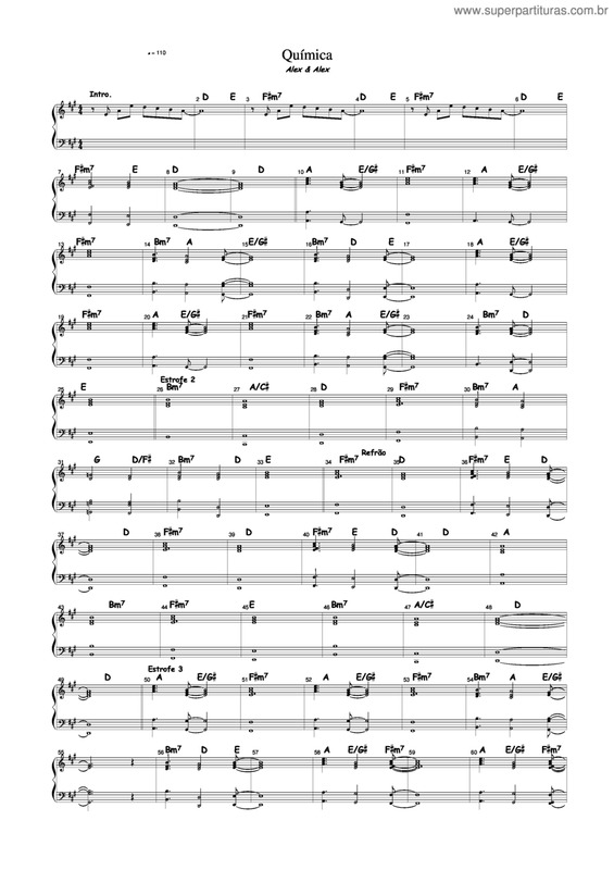 Partitura da música A Química 