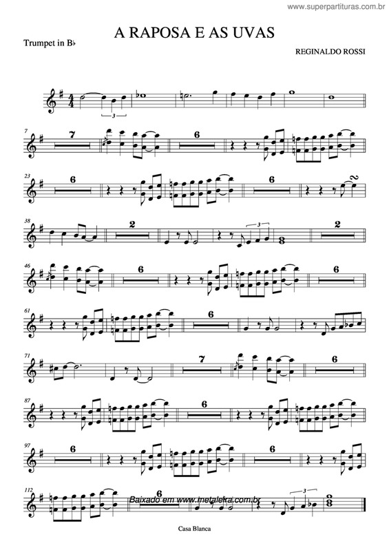 Partitura da música A Raposa E As Uvas