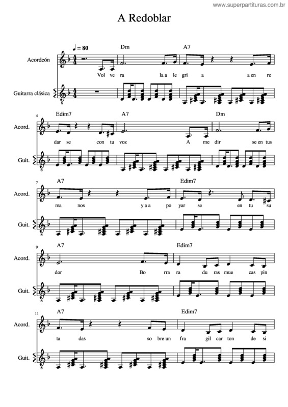 Partitura da música A Redoblar