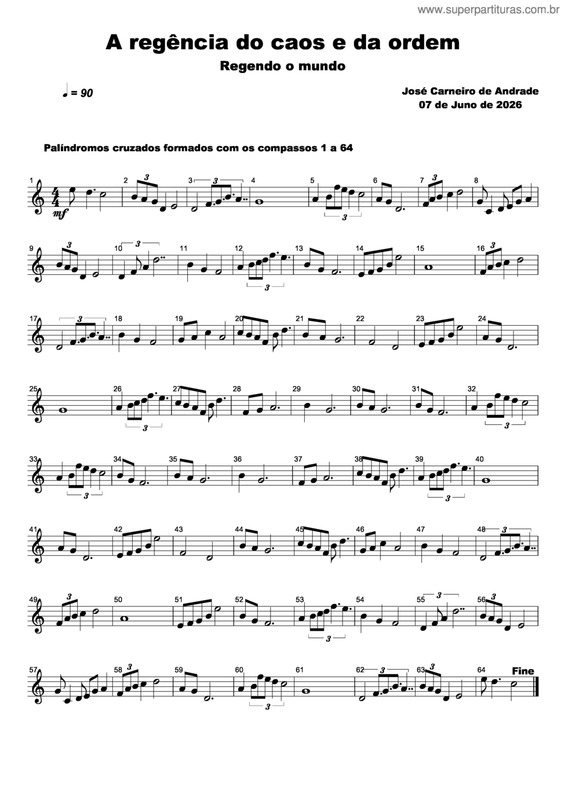 Partitura da música A Regência Do Caos E Da Ordem